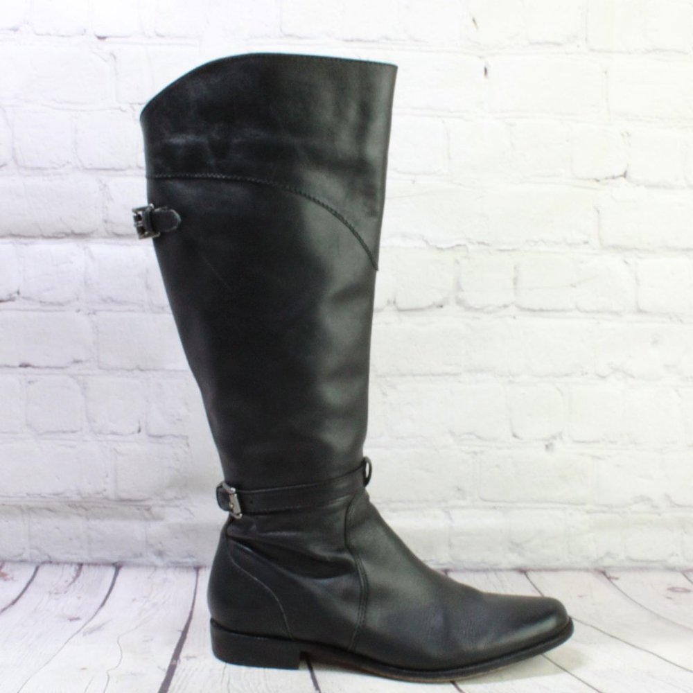 LL Bean Black Leather Side Zipper Knee High Riding Boots Size 9 Medium - Picture 1 of 9